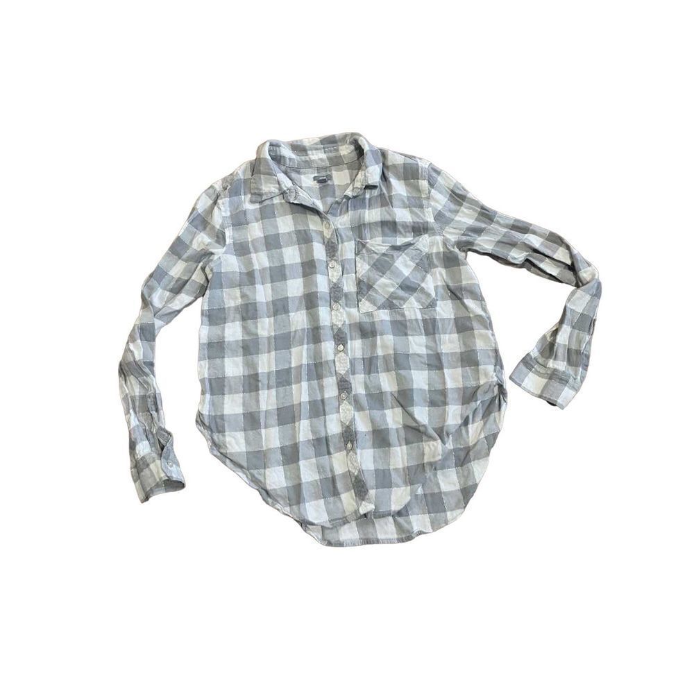 aerie grey plaid collar shirt medium‎